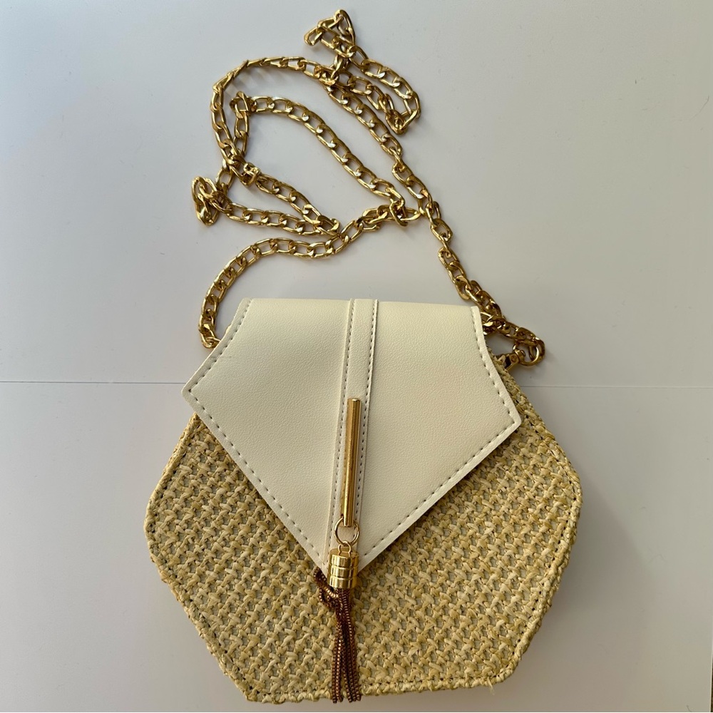 Chic White and Gold Chain Bag